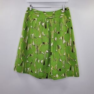 Michael Kors Abstract Pattern Print Silk Skirt Art to Wear Green